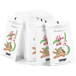 MYARO 12 Pack Sandalwood Scented Sachets for Drawer, Closet & Small Spaces Air Freshener Bags, Odor Eliminator for Clothes, Car, Wardrobe, Home Fragrance Gift Set