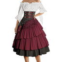 Women's Pirate Costume Retro Renaissance Cosutmes Women Layered Ruffle Viking Outfit Set 2XL
