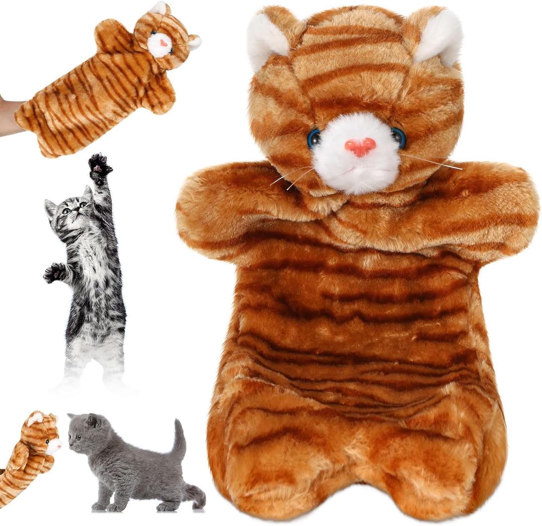 Cat Puppet Wrestler, Cat Wrestling Toy Puppet Hand Glove with Tough Padding for Safe and Fun Interactive Play, Relieve Boring Games(Brown Stripes)