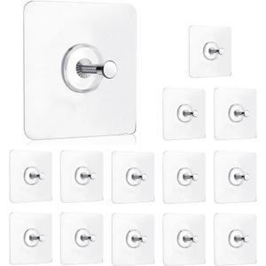 14 Pack Adhesive Wall Hooks, Wall Hangers Without Nails, No Damage Picture Hooks Waterproof and Rustproof to use Inside Kitchen, Bathroom, Home and Office