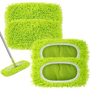 Unoutur Reusable Dry Sweeping Cloths Microfiber Wet Mop Pads Compatible with Swiffer Sweeper Mop Replacement Sweeping Mopping pad Refills for Hardwood Surface Floor Cleaning (4PCS)