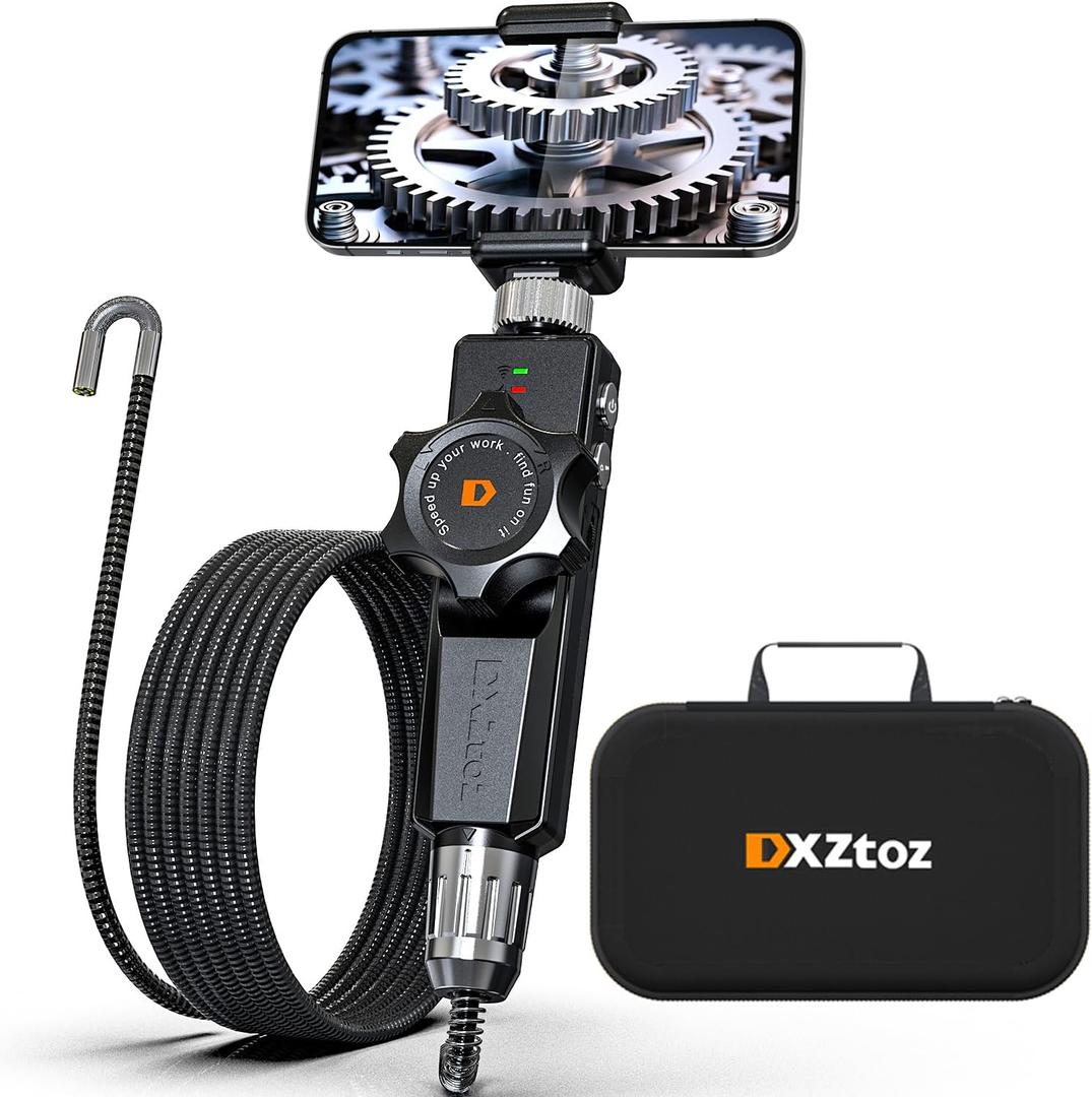 Two-Way Articulating Borescope, Wireless Endoscope With 6.5mm Tiny Articulation Snake Camera, 1080P Video Inspection With Light for iPhone, Android