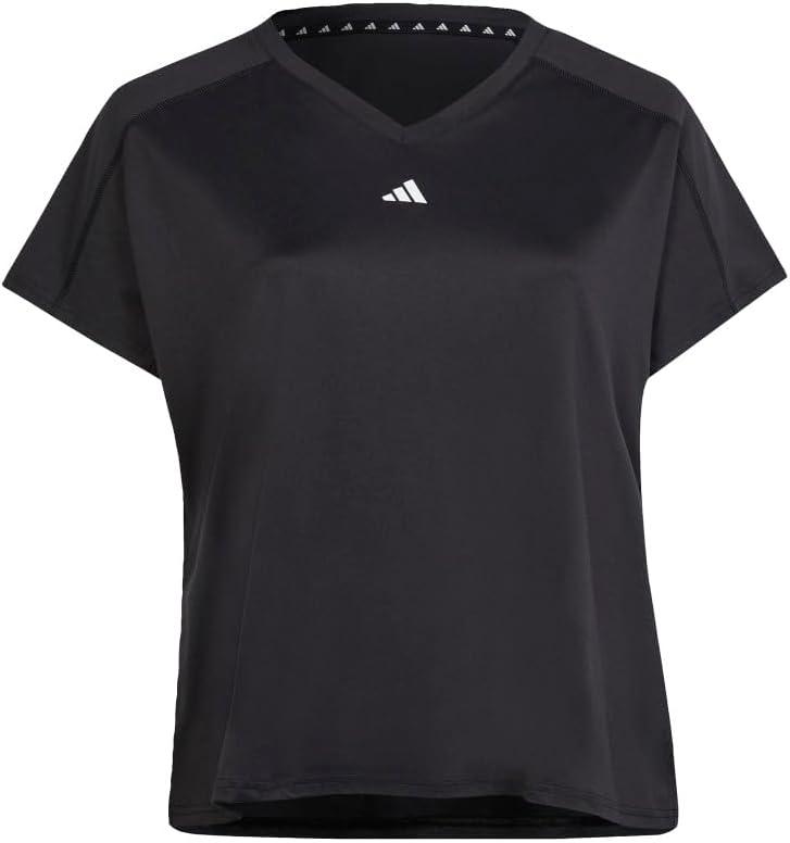 adidas Women's Training Essentials Minimal Branding V-Neck T-Shirt (Small, Black)