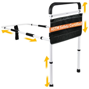 FSA/HSA Eligible, Vaunn Medical New Adjustable Bed Assist Rail Handle (Passed ASTM F3186–17 Safety Standard) and Hand Guard Grab Bar, Bedside Safety and Stability (Tool-Free Assembly), White/Black