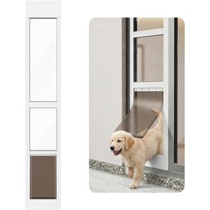 Dog Door for Sliding Glass Door, Adjustable Height 75 3/5" to 80", Aluminum Frame Sliding Door Dog Door Insert, Suitable for Medium Dogs Up to 30 lbs(Medium,White)