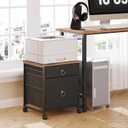HOOBRO File Cabinet, 2-Drawer Vertical Mobile Office Cabinet, Rolling Printer Stand, for A4/Letter Size Files, Nonwovens Drawer, for Home Office, Rustic Brown and Black BFK21WJ01, 15.7"D x 15.7"W x 19.6"H