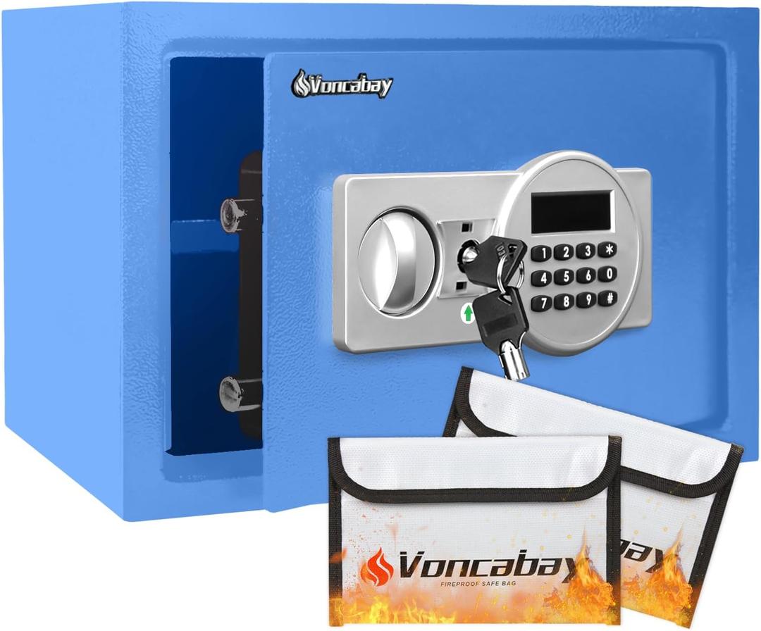 Voncabay Money Safe Box for Home with Digital Keypad, 0.8 Cu. Ft., Blue