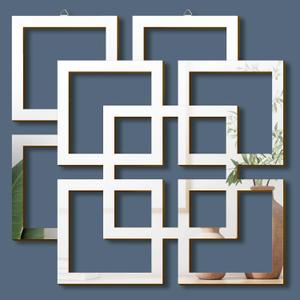 Weysat Wall Mount Home Mirror, 2 Pieces Silver Square Decorative Mirror for Bedroom, Living Room, Bathroom, 11.8 x 11.8 inches