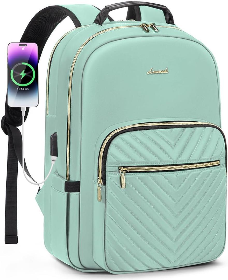 LOVEVOOK Laptop Backpack for Women 15.6 inch, Cute Womens Travel Backpack Purse, Professional Laptop Computer Bag, Waterproof Work Business College Teacher Bags Carry on Backpack with USB Port, Mint Green