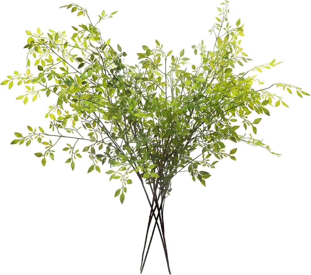 Melorca&Guilla Artificial Plants,4PCS 43.3" Green Nandina Faux Branches for Vase,Faux Greenry Stems Fake Plants for Shop Garden Office Home Dcor