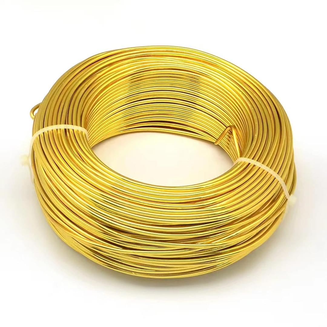 114 Feet 2.5mm Gold Aluminum Wire 10 Gauge Bendable Anodized Sculpting Metal Craft Wire Floral Armature Wire Weaving Wrapping for Dolls Skeleton Wreath DIY Jewelry Making