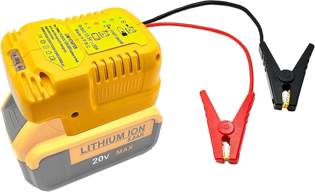 Jumper Cable Clamps for Dewalt 20v Batteries, 13.5V Step Down Converter Design, Portable Battery Jumper Starter Automotive Booster Cables Power for Car Jump Starting Using Tool 
(Battery Not Include)