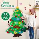 DIY Felt Christmas Tree for Toddlers 3.6ft with 35 Detachable Decorations, Christmas Decorations with String Light (Batteries Not Included), Wall Hanging