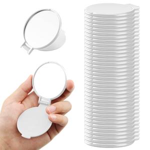 Yalikop 36 Pcs Compact Mirror Bulk Portable Round Makeup Mirror Mini Foldable for Purse Women Travel Daily Use Mothers Day Gifts (White)
