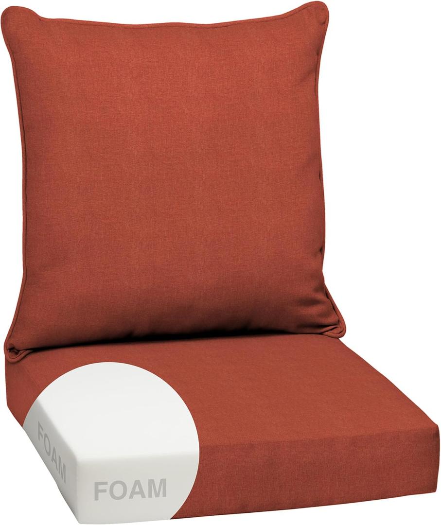 Arden Outdoor Deep Seat Cushion Set, Foam, 24x24, Woven Texture | Olefin Fabric, Sofa, Couch, Conversation Set, Premium High-Density Foam, Never Flattens, Mold and Mildew Resistant, 1 Pack
