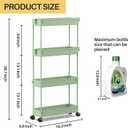 SPACEKEEPER Slim Rolling Storage Cart 4 Tier Bathroom Organizer Utility Cart Mobile Shelving Unit Tower Rack for Kitchen, Laundry Room, Bathroom, Narrow Places, Green