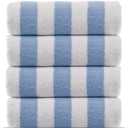 Chakir Turkish Linens Premium Quality 100% Cotton Turkish Cabana Thick Stripe Pool Beach Towels 4-Pack (Light Blue, 30x60 Inch)