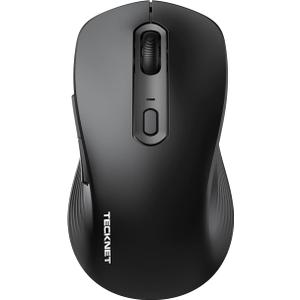 TECKNET Bluetooth Mouse, [ USB + BT1 + BT2 ] Wireless Mouse for Laptop, Silent Click, Ergonomic Design, 4800 DPI Computer Mice Wireless, Dual Mode for Laptop, Computer, iPad, MacBook