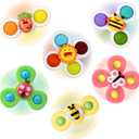 Suction Cup Spinner Toy for Baby - Suction Cup Fidget Spinner Toys Bath Toys Window Spinning Top Baby Toys 12-18 Months Christmas Birthday Gifts for 1 2 3 Boys Girls Sensory Toys for Toddlers 1-3 (Set of 6)