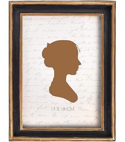 AELS 5x7 Inch Vintage Picture Frame, Elegant Antique Photo Frames with Glass Front, Photo Display, Tabletop Wall Hanging, Gift Ideas, Black with Gold Trim