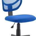Amazon Basics Rolling Desk Chair, Adjustable, Low Back, Padded Seat, Breathable Mesh, Swivel, Blue, 21.25" D x 22.5" W x 38" H