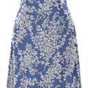 BTFBM Women's Summer Dress Sleeveless Spaghetti Strap Midi Dress Sexy Cowl Neck Floral Cocktail Dress Party Dresses (Blue, Small)