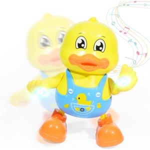 Interactive Dancing Duck Musical Toy for Toddlers, Flashing Lights & Melodies, Baby Musical Easter Duck Toy Dancing Crawling Tummy Time Toys Birthday Easter Gifts