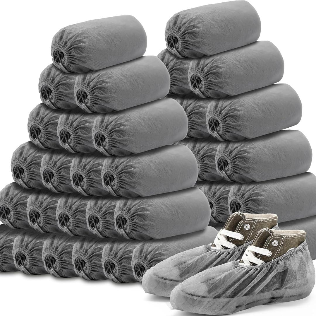 Vabean 1000 Pcs Disposable Shoe Covers Boot Cover Waterproof Nonslip Shoe Protector Covers for Indoor Carpet Floor Workplace Protection, One Size Fit Most (Grey)