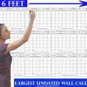 48" x 72" Large Jumbo Oversized Erasable Laminated Blank Annual Yearly Wall Calendar Poster, 12 Months, Reusable for Office, Academic or Home