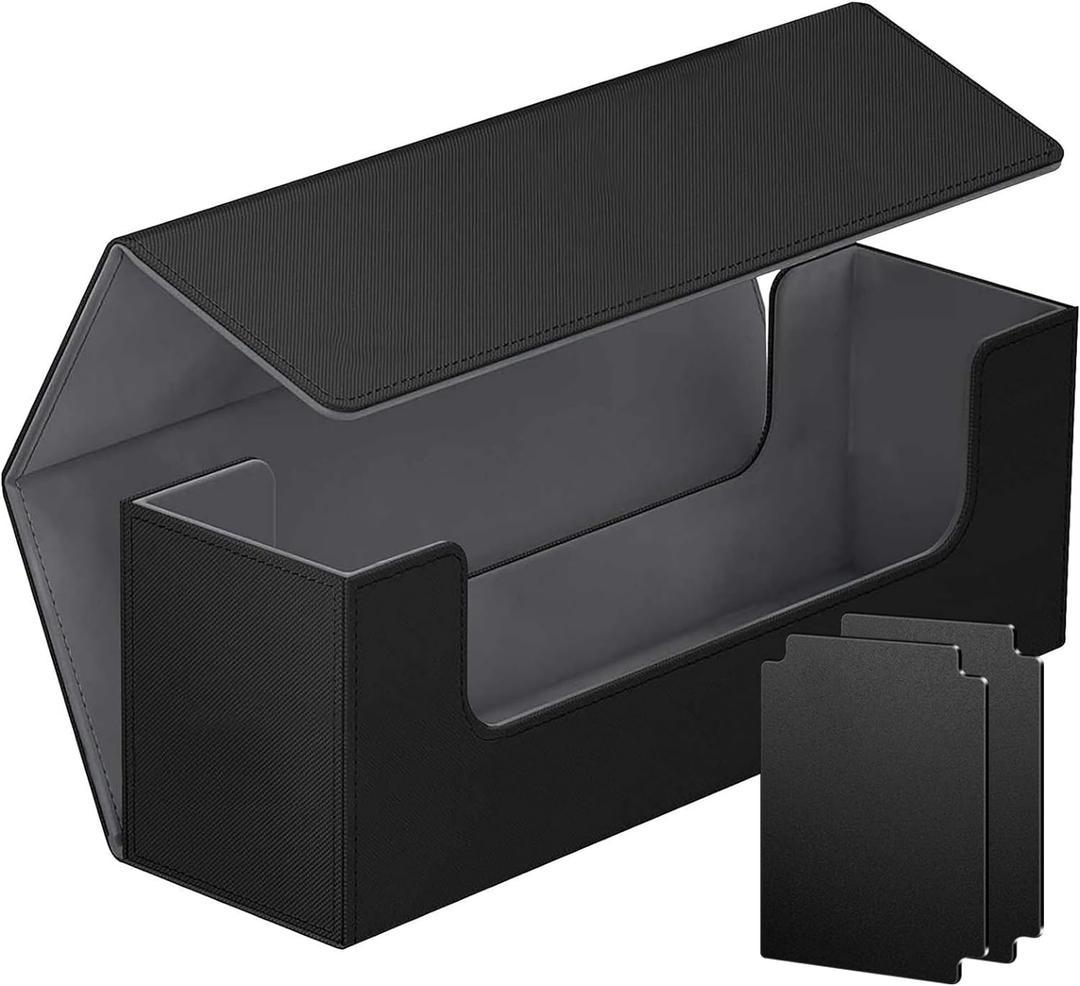 Homthy Card Deck Case for Trading Cards, Leather Magnetic Closure Commander Card Storage Box Holding 600+ Sleeved Cards Fit for MTG TCG and Sport Cards