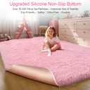 KICHOWUA Thick Area Rug 5x8 Pink Fluffy Fuzzy for Girls Bedroom, Washable Plush Pastel Big Rugs for Living Room, Modern Soft Shag Shaggy Furry Thickened Toddler Nursery Kids Dorm Room Carpet