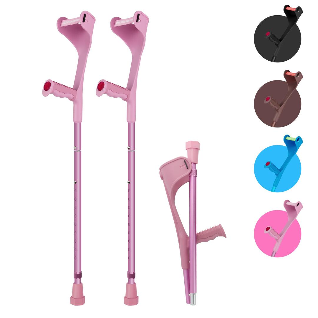 LILICANES Forearm Crutches for Adults, Adjustable Walking Crutches 28.3 to 37.4 Inches, Lightweight Aluminum Crutch Pair with Ergonomic Grip, Comfortable Support and Non-Slip Rubber Tips Pink 1Pc