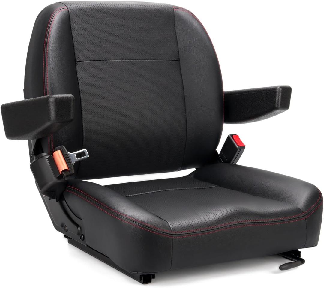 Universal Forklift Seat, Tractor Seat, with Micro Switch, Armrest, and Safety Belt, for Tractor, Mower, Skid Loader, Telehandler, Backhoe, Excavator, Dozer