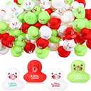 Junkin 24 Set Christmas Ducks Gifts Set Includes Mini Rubber Ducks Keychain Greet Card and Transparent Gift Bags for Xmas Birthday Gifts Pendant Accessories Party Favors