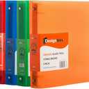 JAM PAPER Plastic 1 inch Binders - Assorted 3 Ring Binders (Red, Blue, Green & Orange) - 4/Pack