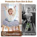 High Chair Cover for Baby Restaurant with Safety Harness Stain and Slip Resistant Waterproof Portable for Outdoor Indoor Eating Grey