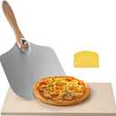 VEVOR Pizza Stone  in Rectangular Cordierite Pizza Stone, 1450℉ Heat-Resistant Cook Stone, Extra Large Baking-Stone with Metal Peel, Scraper, for Kitchen Bake Oven, BBQ Grill (585x400x85mm)