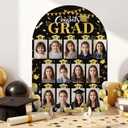 Leinuosen 2026 Graduation Photo Display Kindergarten to 12th Grade Photo Display 12 x 17 Inch School Years Wood Picture Board for Senior High School Graduation Decoration, 2 x 3 Pictures(Black Gold)