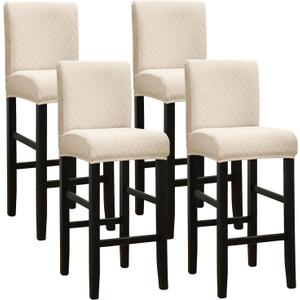 SPRINGRICO Bar Stool Covers Set of 4, Stretch Washable Barstool Seat Covers with Backs, Removable Counter Height Chair Covers for Kitchen Dining Room Cafe (S2-Beige, 4PCS)