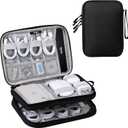 DDgro Travel Electronics Organizer Pouch Bag for Tech Gadgets & Airplane Accessories, for Cables/Cords & Chargers/iPad Mini (Large, Black)