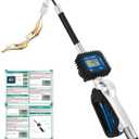 Digital Oil Control Valve Flow Meter Dispenser Nozzle 10 GPM / 35 LPM, Heavy Duty Air Operated Electronic Oil Metering Gun 1/2 Inch NPT Inlet, Oil Gun - Max Working Pressure 1500 PSI / 100 bar