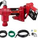 Fuel Transfer Pump 20 GPM High Flow 12V Heavy Duty Cast Iron Transfer Pump with Automatic Nozzle for Gasoline, Diesel, Kerosene, Ethanol, Methanol, and Biodiesel