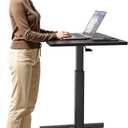 Mobile Laptop Standing Desk Adjustable Height, Small Mobile Desk Workstation with Wheels, Portable Rolling Computer Desk Cart for Home Office Classroom (Black)
