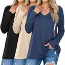 Sweetyweee 3 Pack Women's Oversize Nursing Shirts for Breastfeeding with Hidden Zippers Loose Fit Long Sleeve Maternity Tops. Small