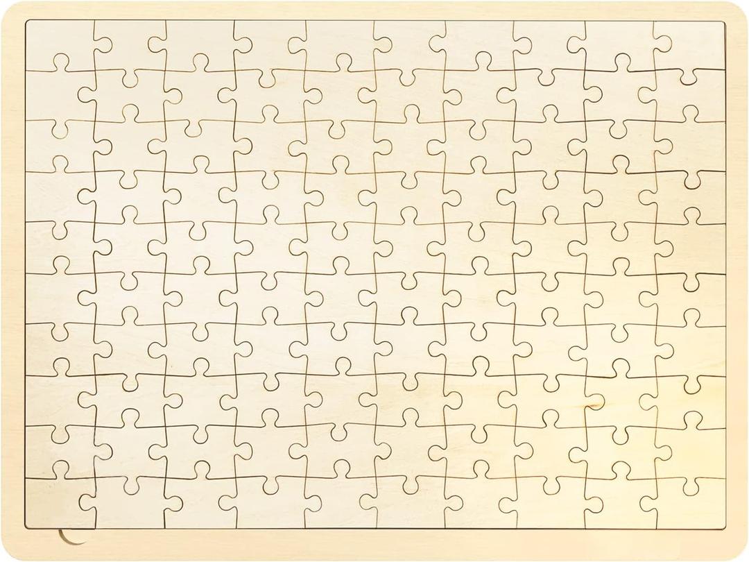 100 Piece Blank Puzzle with Tray to Draw on, Each Piece is Unique, Make Your Own Wooden Jigsaw Puzzles, Custom Puzzle 14.2x10.6 Inches for Crafts & DIY