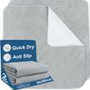 Bed Pads Washable Waterproof(2 Pack, 34 x 36), Washable and Reusable Incontinence Chuck Pads Anti Slip Pee Pads Underpad Sheet Protector for Adults, Elderly, Kids, Toddler and Pets, Grey
