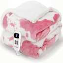 Cow Print Heated Throw Blanket Electric Blanket-Heating Blanket Throw with 10 Heat Levels & 10 Hours Auto-Off, Cozy Soft Fleece Sherpa, Washable, 50 x 60 Inches Cow Print Pink (04 - Pink Ombre-white)