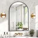 24"x36" Black Arched Bathroom Mirror - Wall Mirror for Bathroom, Metal Frame Vanity Mirror, Dresser Mirror, Arch Decorative Mirrors for Living Room, Bedroom, Entryway, Mantle (36"L x 24"W)