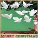 Pinkunn 6pcs Christmas Dove Ornaments Artificial White Peace Dove Hanging Decoration White Resin Birds with Gold String for Christmas Tree Decorations Wedding Cake Centerpieces DIY Decoration