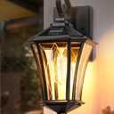 YSN 16" Solar Wall Lights Outdoor, Dusk to Dawn Exterior Lighting Fixtures, Black Solar Porch Lights Outdoor Sconce Lights, Waterproof Outside Light for House Porch Garage Yard, 1 Pack